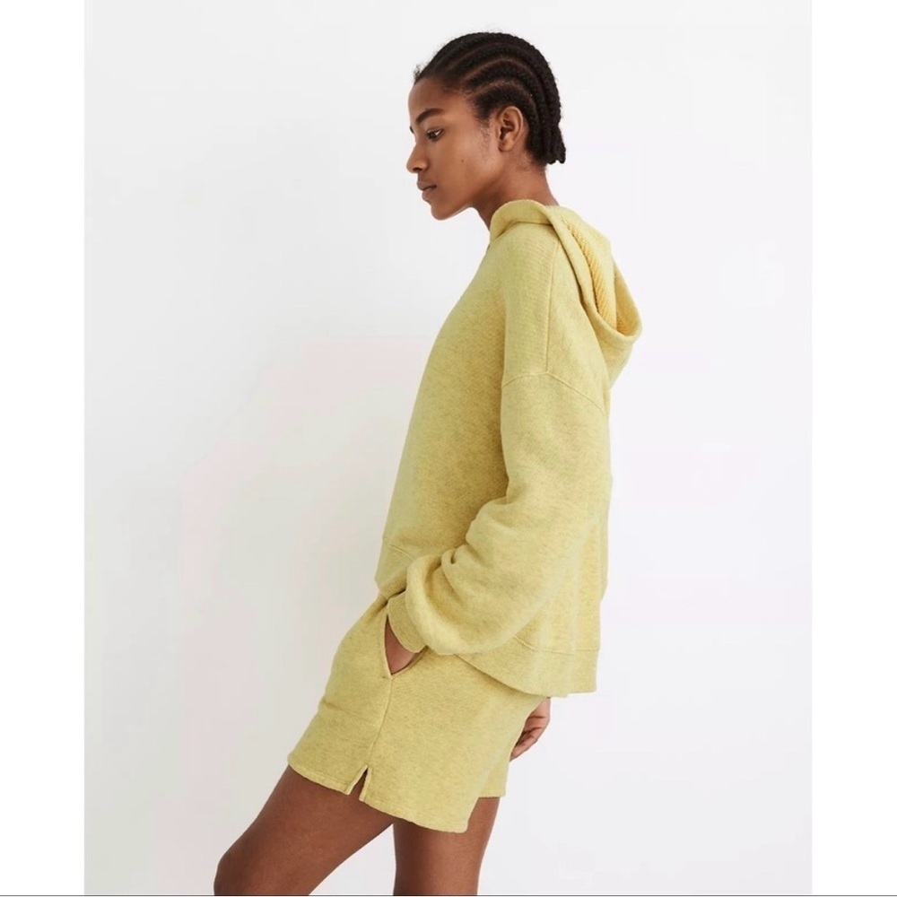 Madewell MWL Airyterry Hoodie Sweatshirt Yellow Gray Size Medium